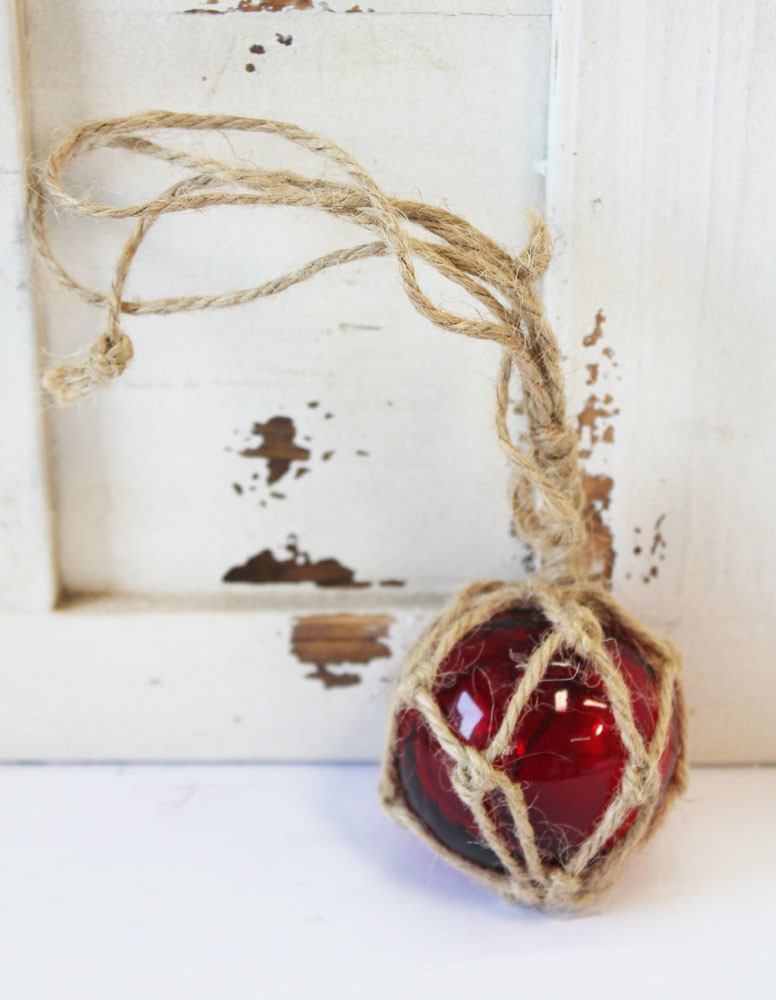 Red Glass Float with Rope - Nautical Themed Decor - California Seashell ...