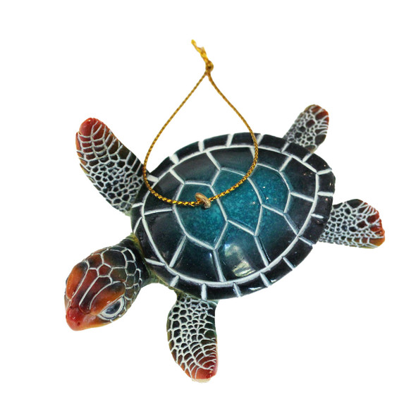 Whimsy Blue Sea Turtle Ornament Top