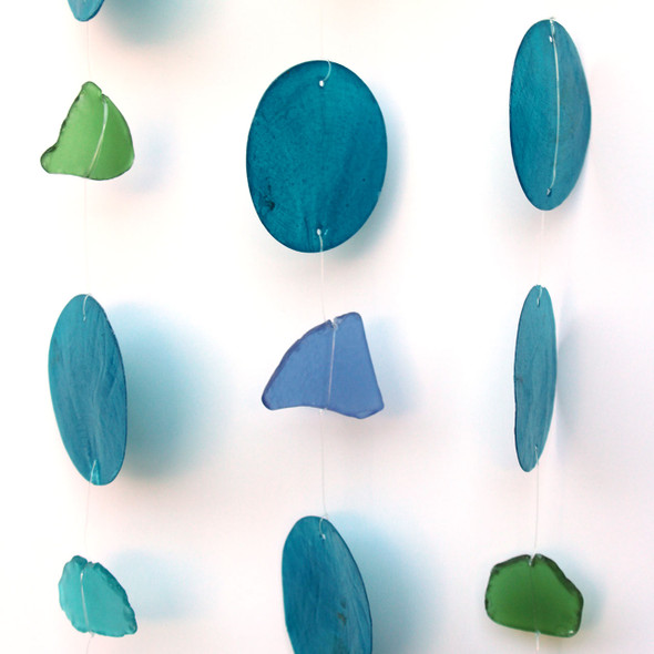 Sea Glass & Capiz Shell Chime Close Up