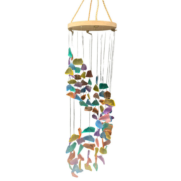 Spiral Rainbow Sea Glass Wind Chime