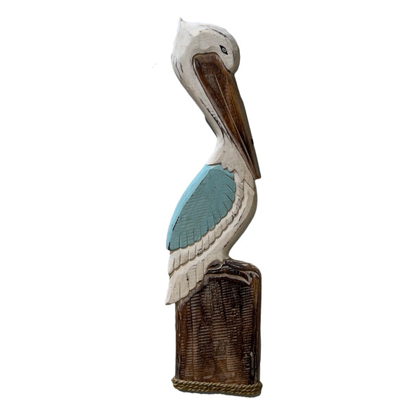 Pelican with Aqua Feathers
