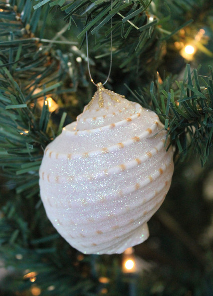 Small Spotted Tona Shell Glitter Christmas Ornament - Handmade in Huntington Beach, California, USA