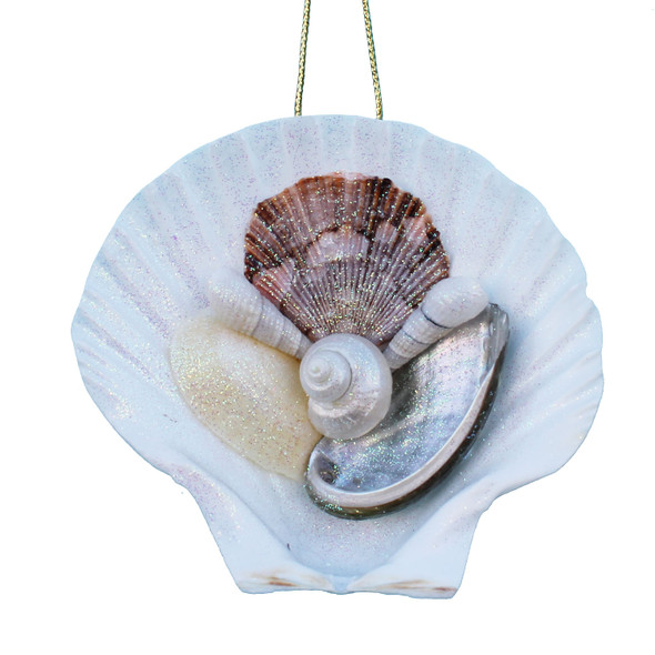 Hand-Crafted Irish Scallop Shell Collage Ornament