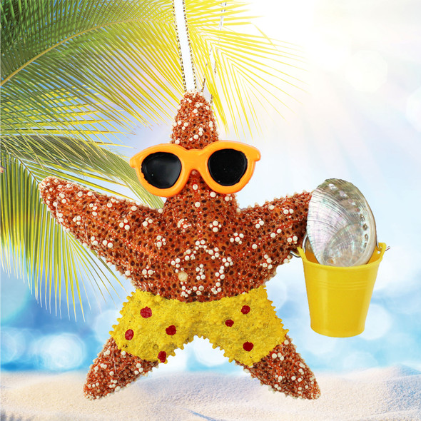 Beach Bucket Boy Starfish Ornament