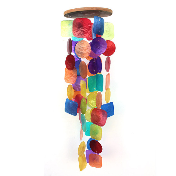 Rainbow Circle & Square Capiz Shell Chimes
