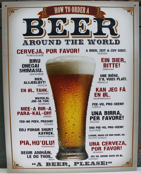 How to Order Beer Around the World Metal Sign