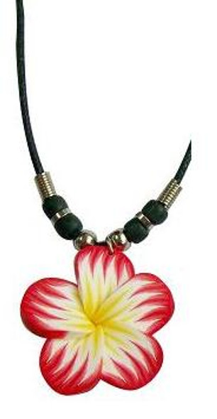 Red Plumeria Flower Cord Necklace