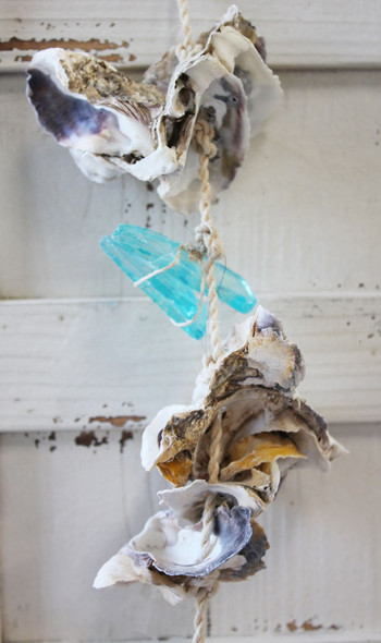 Turquoise Sea Glass and Oyster Shells Garland