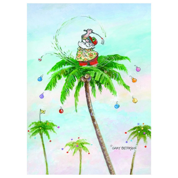 Golfing Santa in Palm Tree