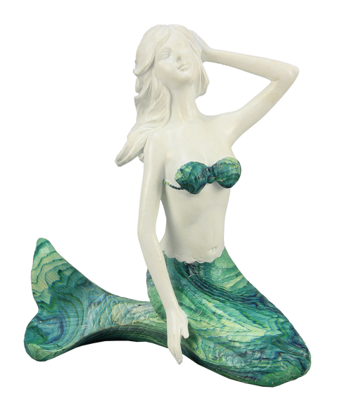 Kneeling Mermaid with Blue/Green Tail