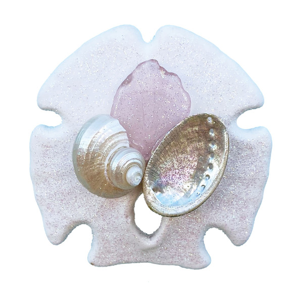 Pink Sea Glass Sand Dollar Magnet