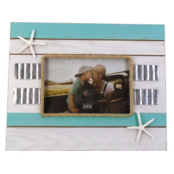 Aqua Stripe Frame with Starfish