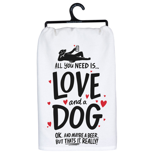 Love and a Dog and Beer Towel