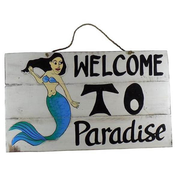 MERMAIDS WELCOME brass sign plaque, 11-1/2 (new)