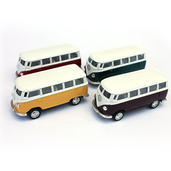 1962 VW Classic Bus Plain Die Cast Car - 1:64 Scale - 1 Dozen