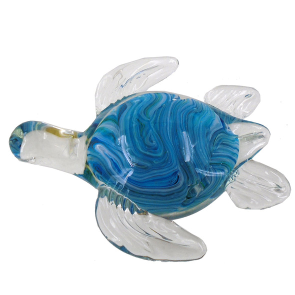 Blue Glass Turtle Figurine