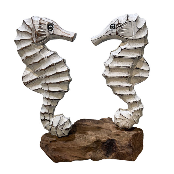 White Seahorse on Driftwood