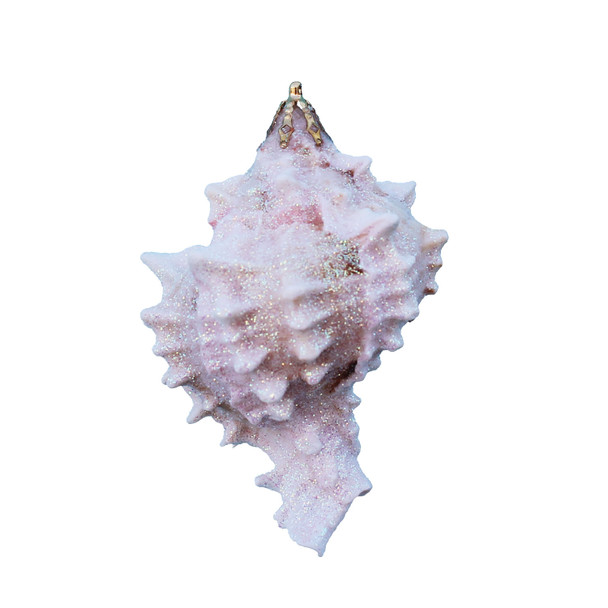 Small Pink Murex Glitter Christmas Ornament - Handmade in Huntington Beach, California, USA