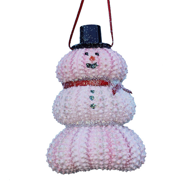 Pink Sea Urchin Snowman Ornament
