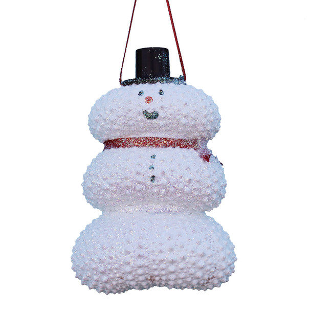White Sea Urchin Snowman Christmas Ornament