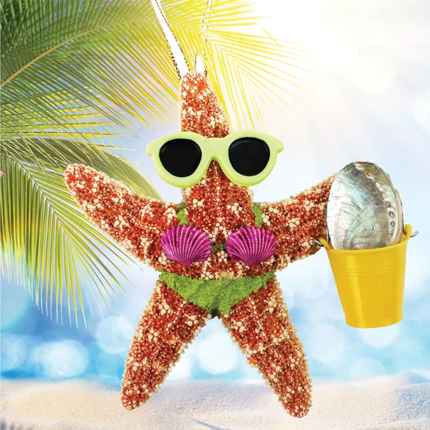Beach Bucket Girl Starfish Ornament