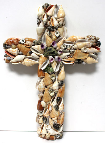 16" Large Assorted Seashell Cross
