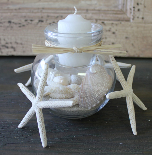 White Sea Glass Accent - Ivy Ball Candle