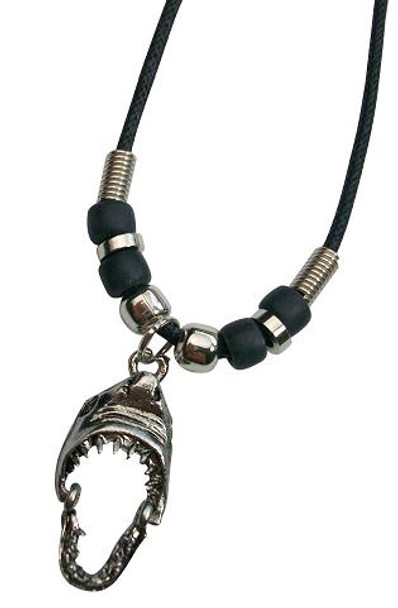 Metal Shark Jaw Pendant Cord Necklace