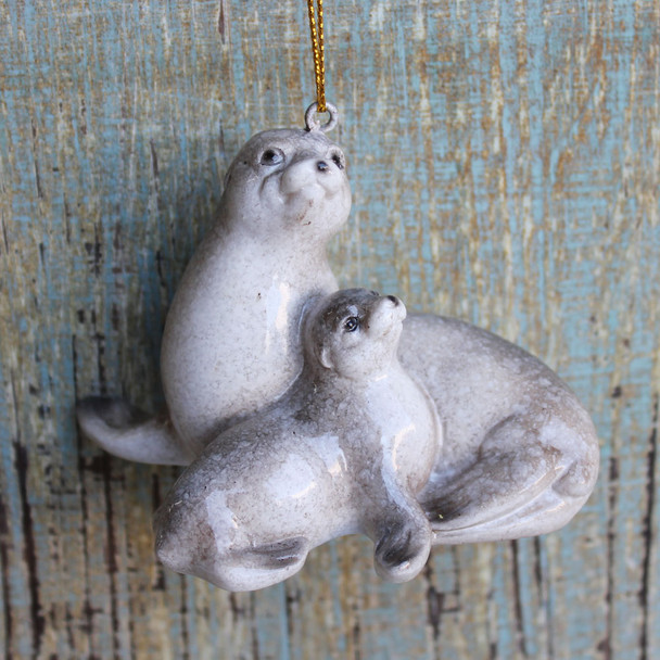 Mom & Baby Seal Ornament