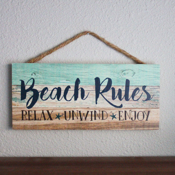 Beach Rules Rope Sign