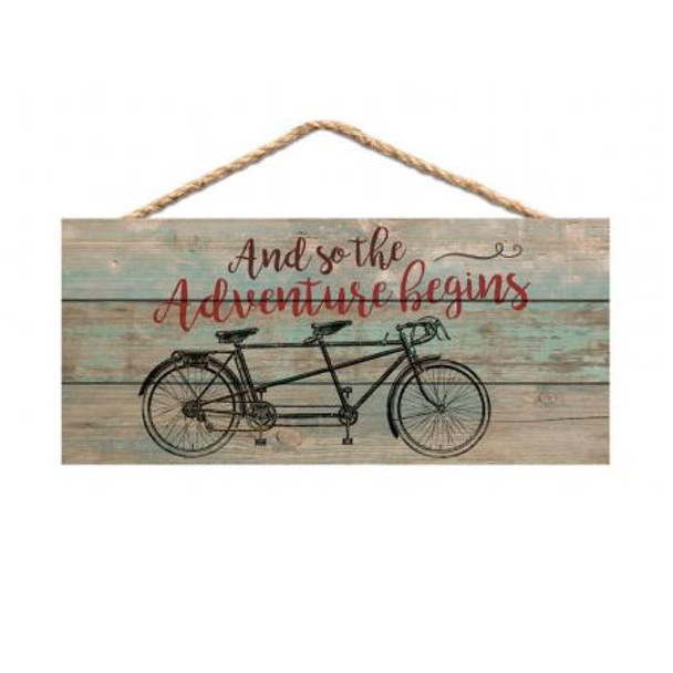 Adventure Begins Bicycle Sign