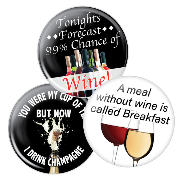 Wine Triple Pack of Buttons