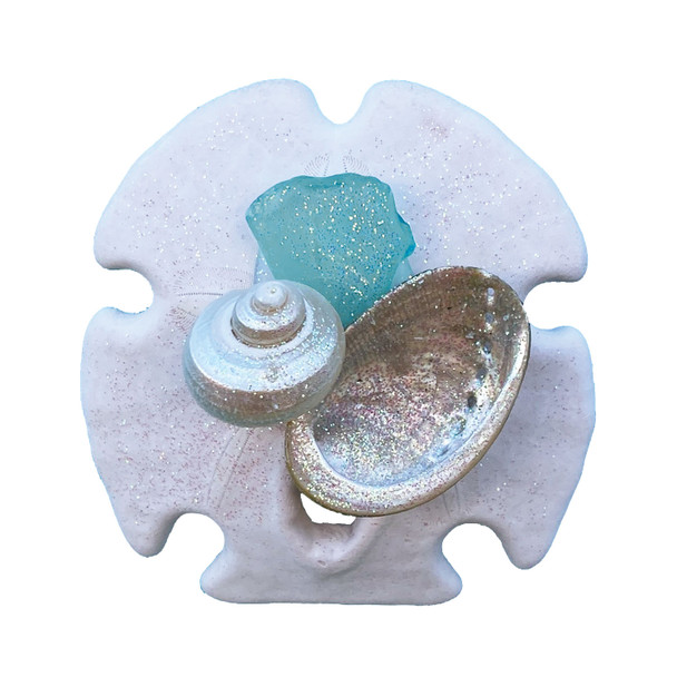 Aqua Sea Glass Sand Dollar Magnet