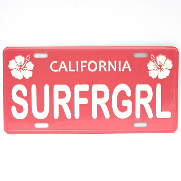 Pink SURFRGRL Novelty License Plate