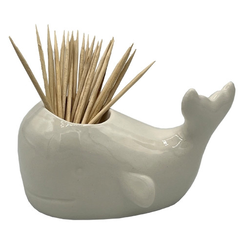 Ceramic Whale Toothpick Holder - Coastal Kitchen Decor
