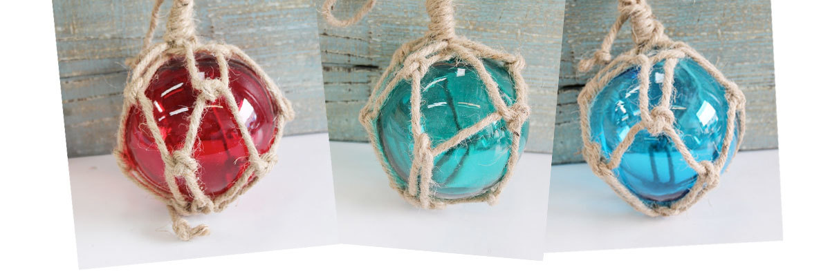 4 Light Blue Glass Float with Rope - Nautical Themed Decor - California  Seashell Company