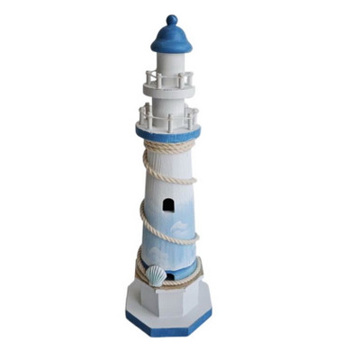 15" Ocean Waves White & Blue Lighthouse - Coastal Light House Decor ...