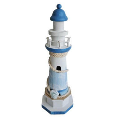 11.5" Ocean Waves White & Blue Lighthouse - Coastal Light House Decor ...