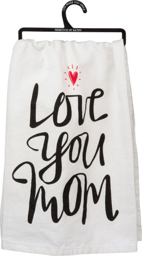 Love You Mom Cotton Tea Towel White And Black Kitchen Decor