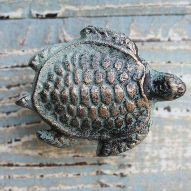 Verdigris Sea Turtle Wall Hook - Coastal Cast Iron Wall Hooks - California  Seashell Co