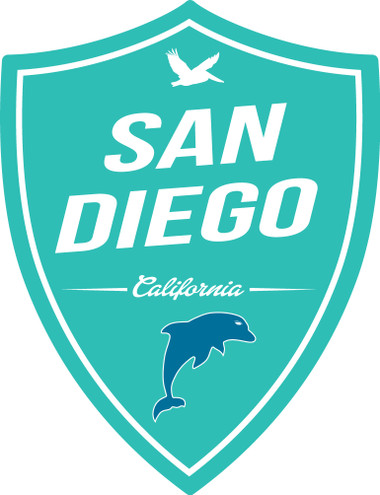 San Diego Shield with Dolphin Sticker - 1 Dozen - California Seashell ...