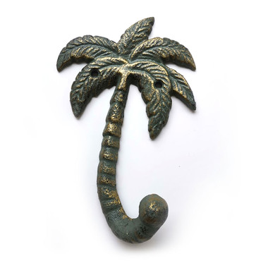 Green Palm Tree Iron Wall Hook - Tropical Key Ring or Towel Hanger