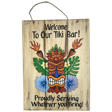 Welcome to Our Tiki Bar Wood Sign - Tropical Tiki Decor - California