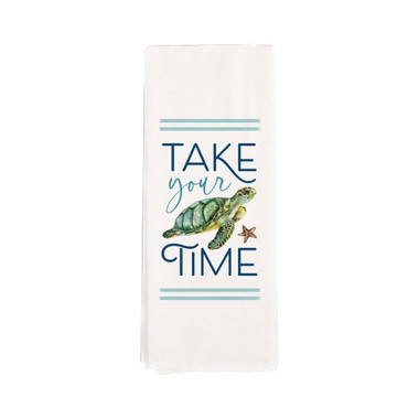 Take Your Time Sea Turtle Kitchen Towel - Coastal Kitchen Decor -  California Seashell Co