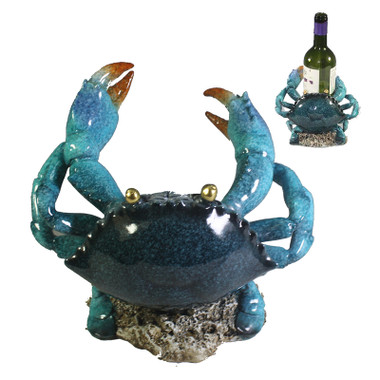 Blue Crab Ceramic Utensil or Wine Bottle Holder