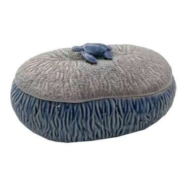 Ceramic Turtle Box - Jewelry Box - Coastal Decor - California Seashell Co