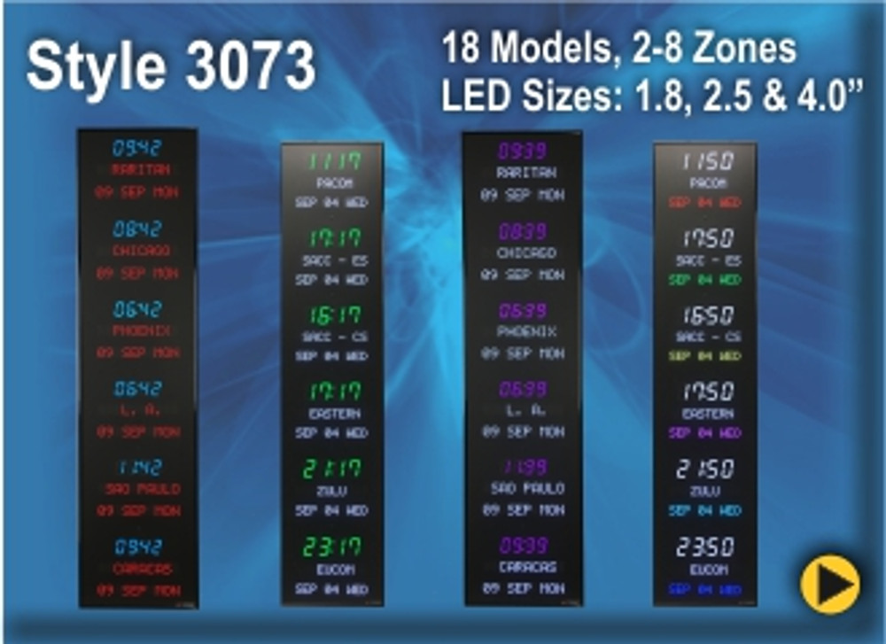 BRG Programmable Time Zone Displays.Style 3073.