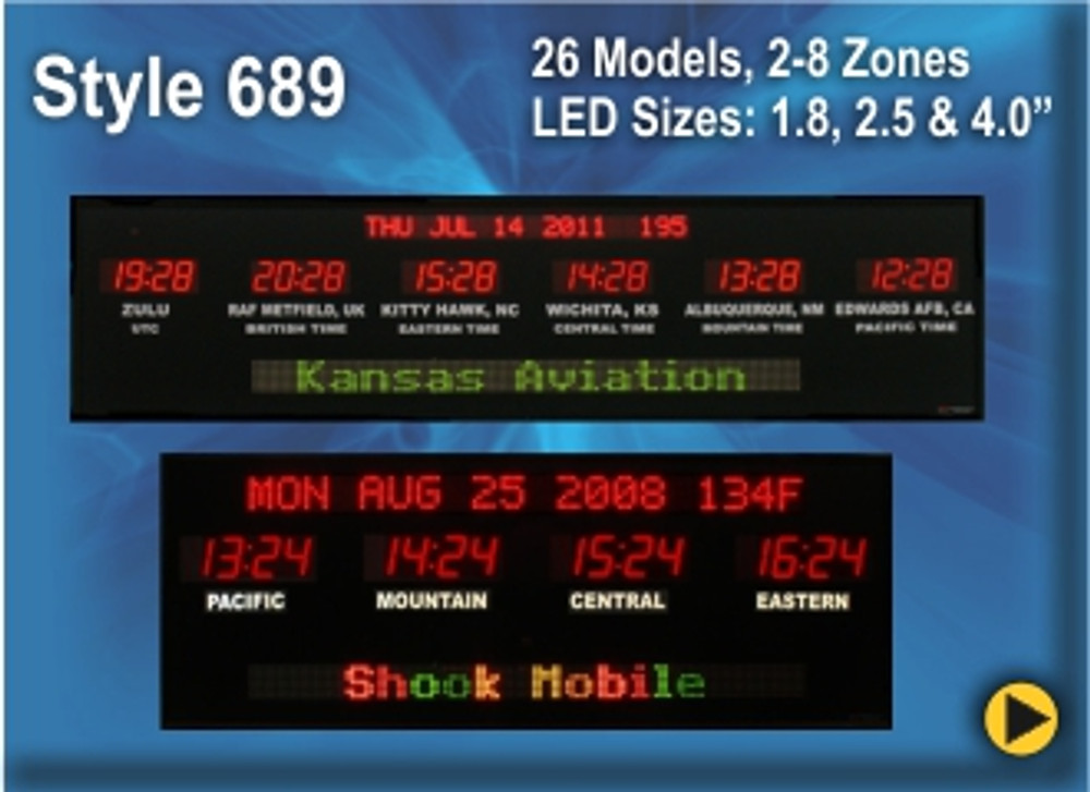 BRG Fixed time zone clocks  model 689.