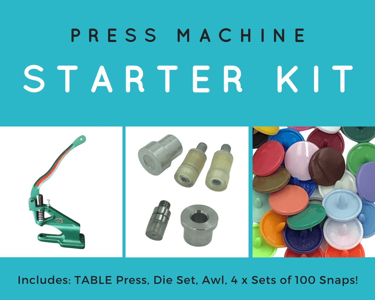 STARTER KIT for Plastic Snaps  Professional TABLE Snap Press Machine