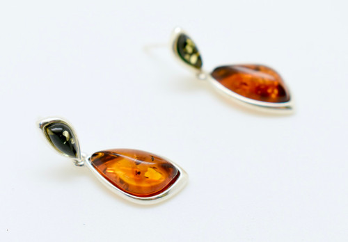 Two tone Amber earrings
